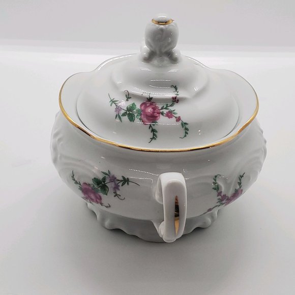 Vintage China Royal Kent Collection Poland Bavarian Rose Sugar Bowl & Creamer - Picture 6 of 13